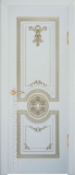 Шпонированная дверь Кефес ПГ эмаль белая + патина золото