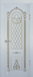 Шпонированная дверь Казахстан ПГ эмаль белая + патина золото