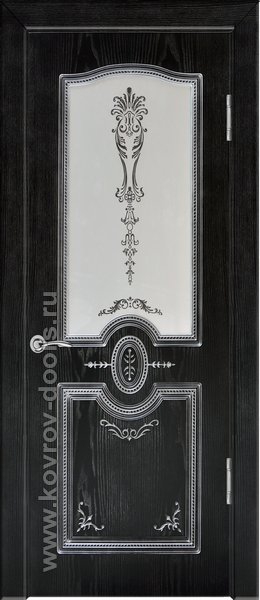 Шпонированная дверь ПО Калисто эмаль черная патина серебро