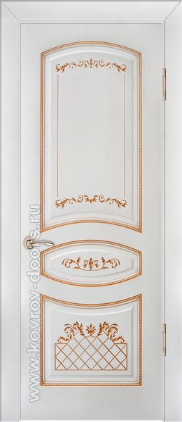 Шпонированная дверь ПГ Лион эмаль белая патина золото