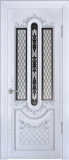Шпонированная дверь ПО Александрия эмаль белая патина серебро